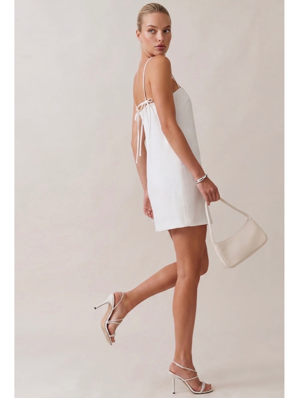 New Kourt by Few Moda Sue Satin Mini Dress Size Medium White Women's